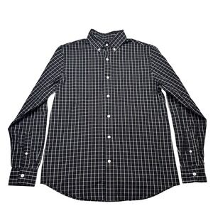 Dockers Button Down‎ Shirt Mens Small Black White Grid Windowpane Long Sleeve